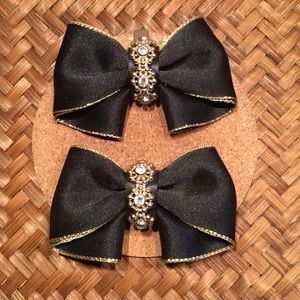 Black Satin Rhinestone Shoe Clips